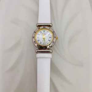Polini Watch, White, Battery Operated, New Leather Watch Band, Vintage