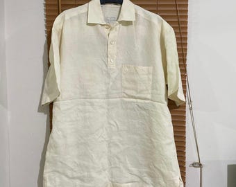 Vintage Ermenegildo Zegna Weiches Leinen Oversize Hemd