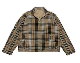 Vintage Reversible Burberry Novacheck Casual Work Bomber Jacket