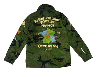 Vintage Chevignon Embroidery Souvenir Jacket Army