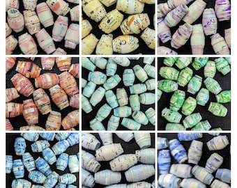 Recycled paper beads, hand-rolled, loose beads, jewelry making