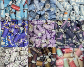 Hand-Rolled Recycled Paper Tube Beads, Colorful Jewelry Making, 1/2 Inch