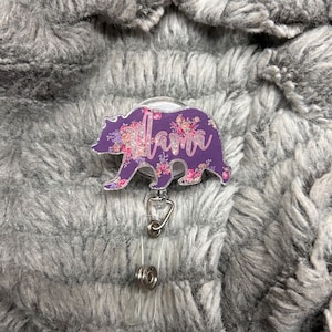 Mama bear glitter badge Reel, Interchangeable glitter badge reel, mama bear badge reel, mama badge holder, glitter badge holder
