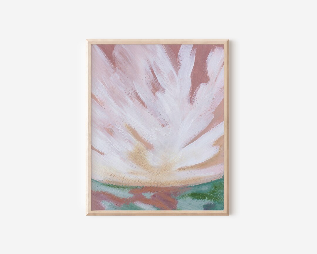 Pink Landscape Art Print Living Room Impressionist Art Print Etsy