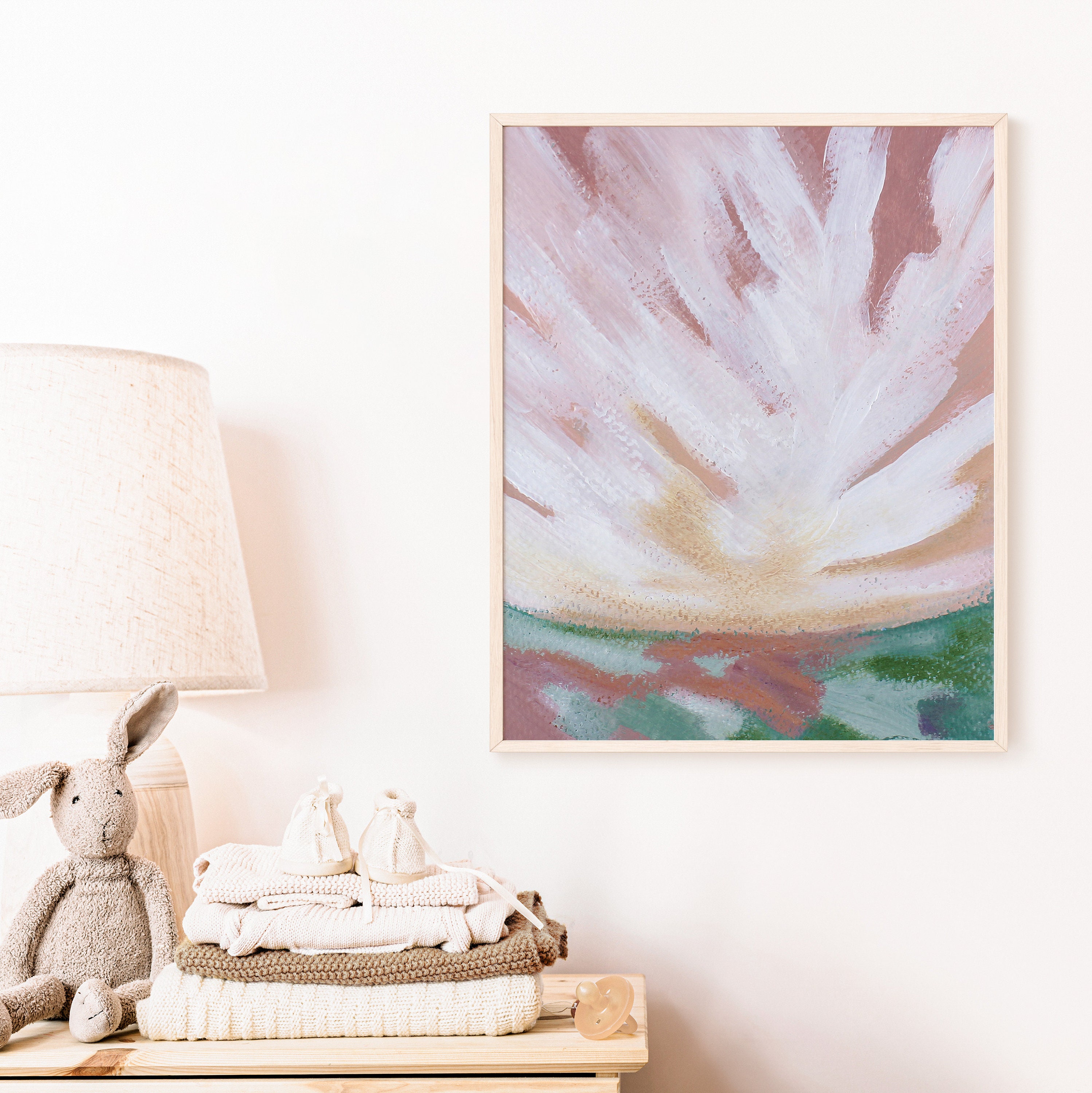 Pink Landscape Art Print Living Room Impressionist Art Print Etsy