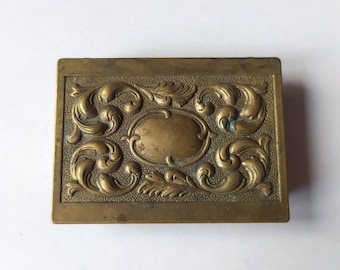 Caja de baratija de latón art nouveau antiguo/caja de joyería/caja de pastillas de bronce
