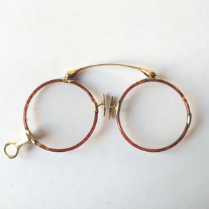 Victorian folding gold filled and faux tortoise shell lorgnettes, opera glasses