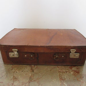 Vintage Brown Leather Briefcase or Small Suitcase Great - Etsy