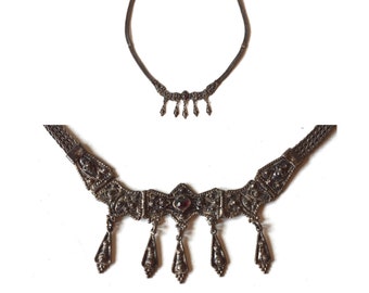Vintage or antique sterling silver filigree necklace marked / pendant