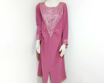 80s Vintage Sequence Pink Dress