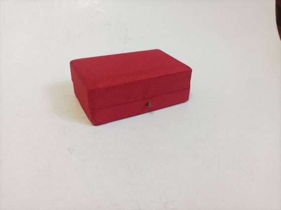 Antique Vintage Red black velvet double ring Box,… - image 6