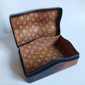 Caja de cuero de becerro vintage, piel de becerro genuina marcada Florencia, Joyero / caja de baratijas / hecho en Italia imagen 6