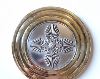 Caja cilíndrica grande vintage de Ilias Lalaounis de plata de ley 925 y latón / antemión griego antiguo, caja para baratijas / 14 cm 5,5 pulgadas