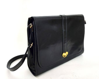 Vintage Faux Leather Handbag / Shoulderbag / black