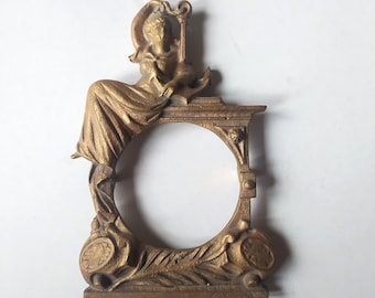 Art nouveau brass frame ornament / vintage or antique picture, photo, mirror frame / woman with anchor / sailor, ship