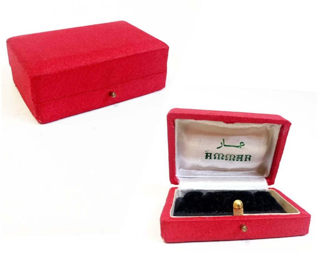 Ring Box Antique Vintage Red Black Velvet Double Ring Box, Ammar / Wedding Ring ...