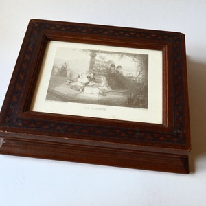 Portagioie in legno intarsiato vintage/portasigarette/intarsio a intarsio/La dinette