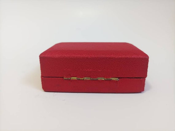 Antique Vintage Red black velvet double ring Box,… - image 5