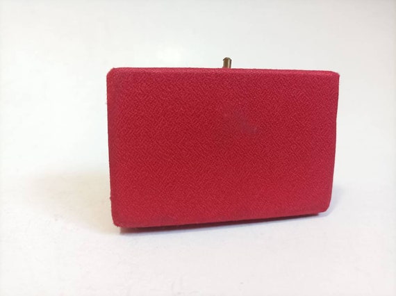 Antique Vintage Red black velvet double ring Box,… - image 4