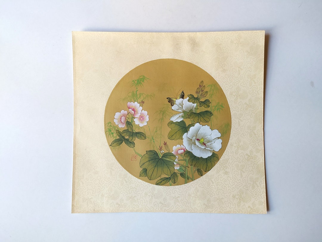 Peinture Chinoise Originale Ancienne/vintage Avec Signature Et Sceau – Début 1900, Matériaux Mixtes