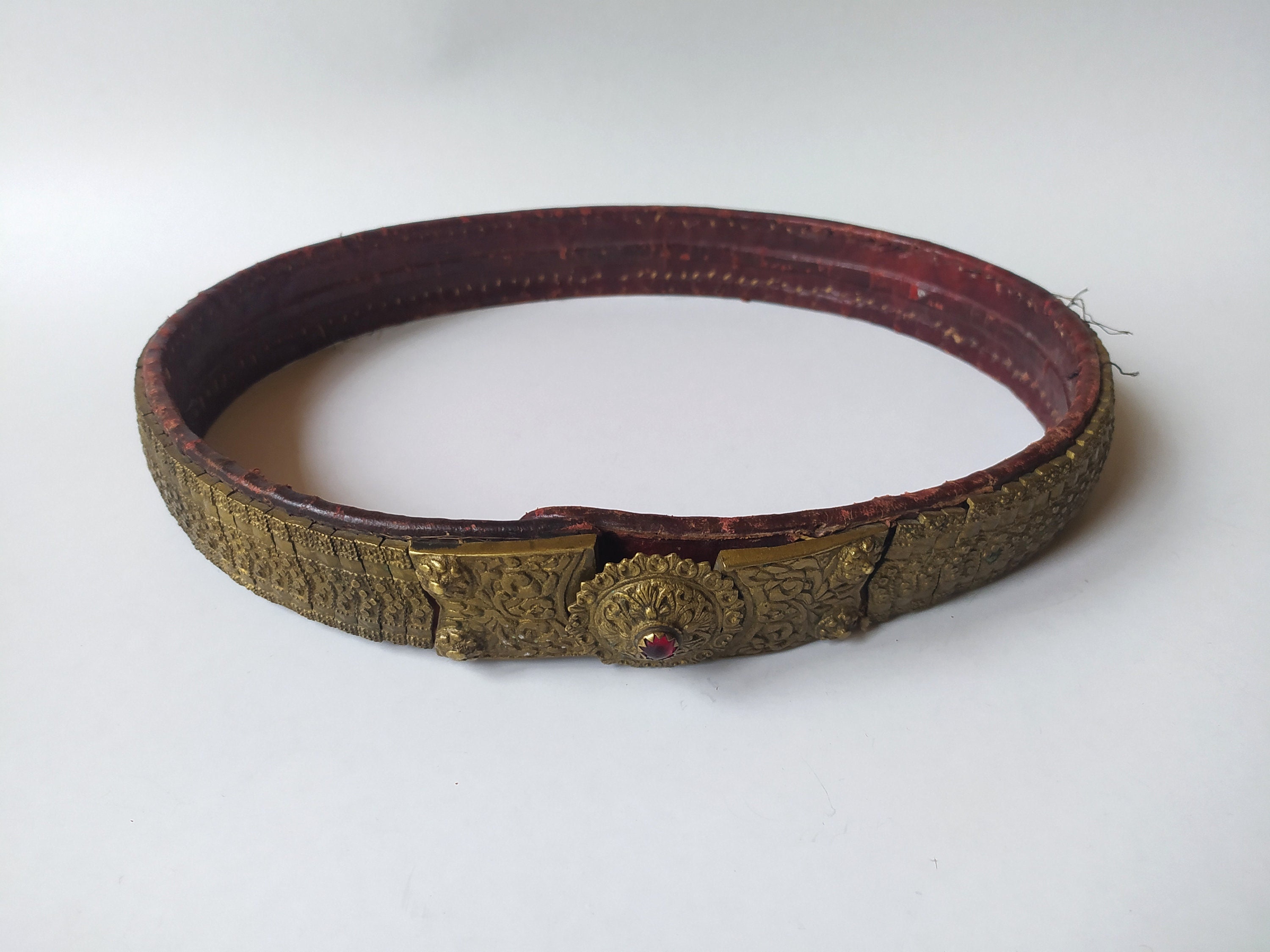 Vintage Grecian 18k Gold Plated Woven Wire Handmade Belt & Buckle Vintage Greek Handmade Brass Wire Belt Handwoven Open Link  main image 2