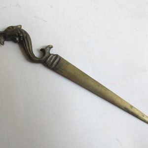 Vintage griechischer Messing Brieföffner Hippocampus / gemarkt ΚΟΠΕΡ (Kupfer)