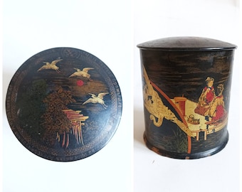 Antique Russian imperial lacquer  tea box, Alexey Gubkin A. Kuznetsov and Co,  Moscow