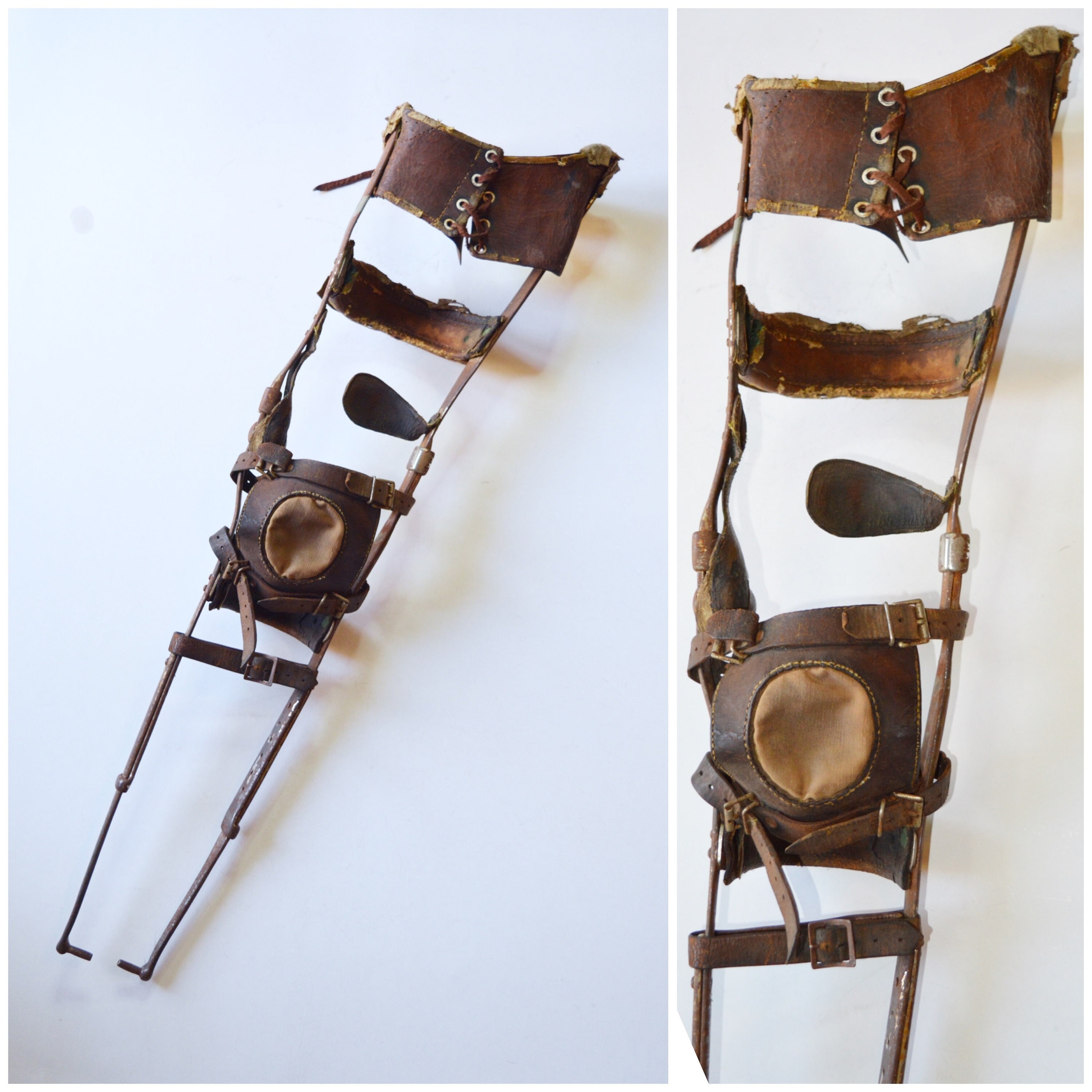 Antique Polio Leg Brace Prosthetic / Orthopaedic Orthotics Leather