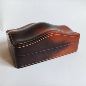 Caja de cuero de becerro vintage, piel de becerro genuina marcada Florencia, Joyero / caja de baratijas / hecho en Italia imagen 4