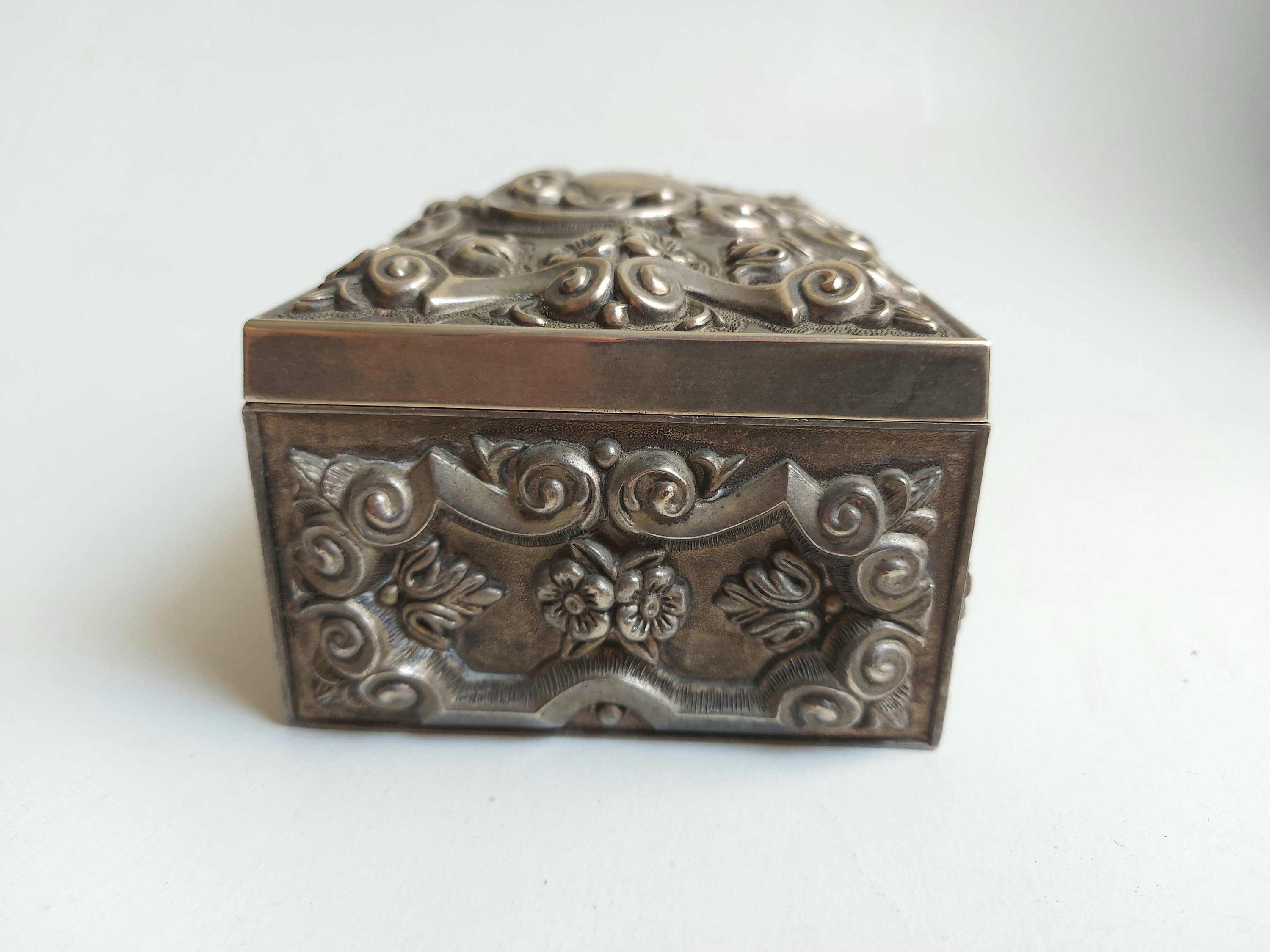 Vintage Silver Plated Jewelry Box Etsy