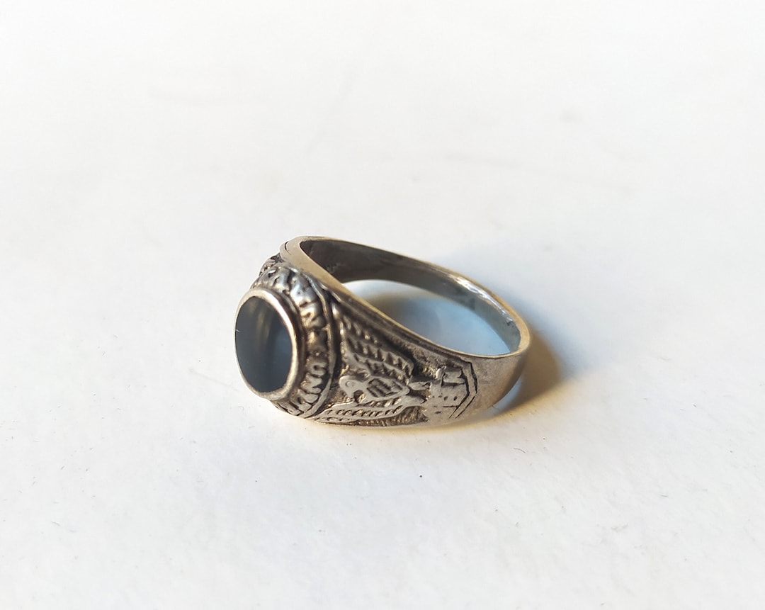 Buy Vintage United States Navy Sterling Silver Ring With Black
