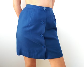 Vintage blue Skirt / 100% wool / size S/ Small