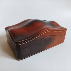 Caja de cuero de becerro vintage, piel de becerro genuina marcada Florencia, Joyero / caja de baratijas / hecho en Italia imagen 3