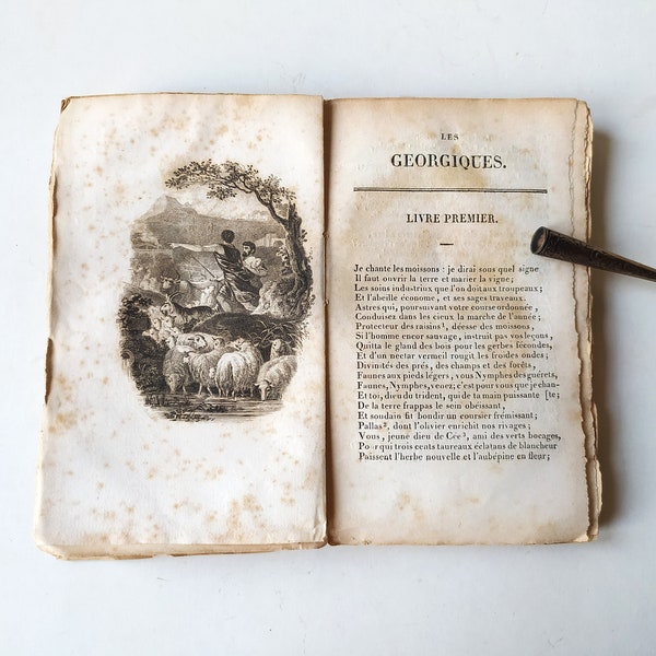 1854 Les Georgiques traduites en vers Francais avec des notes et variantes par J. Delille / Lebigre Freres Paris, Antique French pocket book
