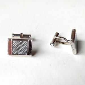 Vintage authentic sterling Mont Blanc cufflinks Germany / Montblanc 925 Silver, marked, basket wave / men gift / father's day, signed