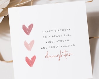 Tarjeta de cumpleaños para hija / Tarjeta de cumpleaños especial para hija / Tarjeta de cumpleaños para hija / Tarjeta para una hija increíble / Palabras encantadoras / Verso