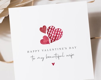 Carte Joyeuse Saint-Valentin à ma belle femme | Carte de Saint-Valentin pour femme | Carte romantique pour femme | Carte de Saint-Valentin pour elle |