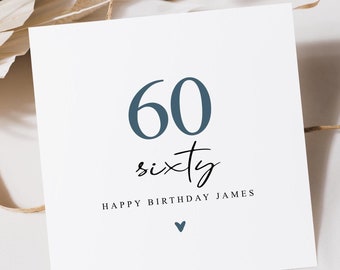 Carte 60e anniversaire personnalisée pour lui | Carte 60e anniversaire pour mari | ami | Carte d'anniversaire | Joyeux soixantième anniversaire à papa |