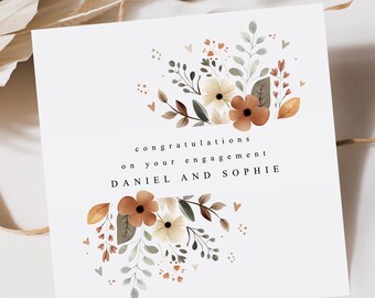 Personalised Congratulations On Your Engagement Card | You're Engaged Card  |Floral Engagement Card |Friend Engagement Card |Engagement Gift