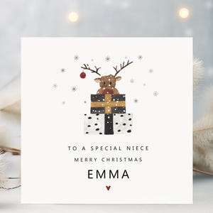 Merry Christmas To A Special Niece | Niece Christmas Card | Christmas Card For Niece | Reindeer Christmas Card For Niece | Cute Xmas Card