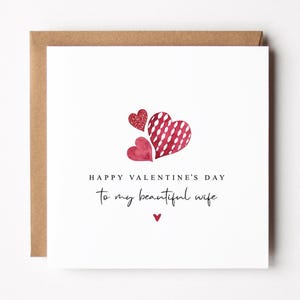 Wife Valentine's Day Card | Hearts Design | Valentine Card For Her image 3