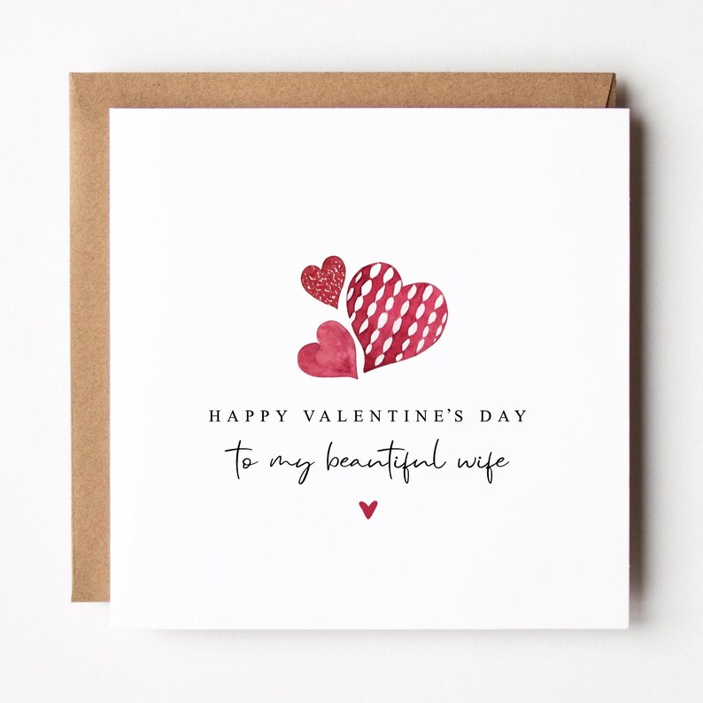 Wife Valentine's Day Card | Hearts Design | Valentine Card For Her image 3