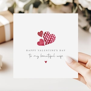 Wife Valentine's Day Card | Hearts Design | Valentine Card For Her image 1