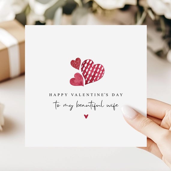 Wife Valentine's Day Card | Hearts Design | Valentine Card For Her