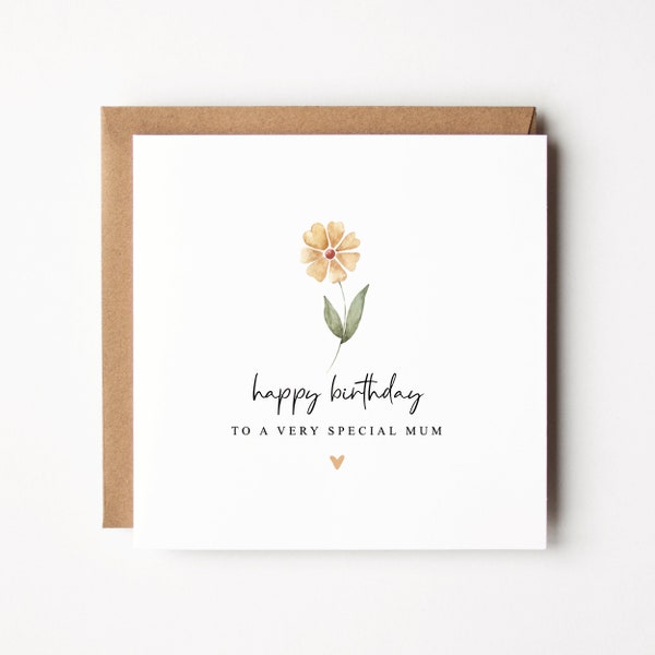 Mum Birthday Card | Happy Birthday To A Very Special Mum | Gardening Birthday Card For Mum | Simple Design | Floral Birthday Card For Mum