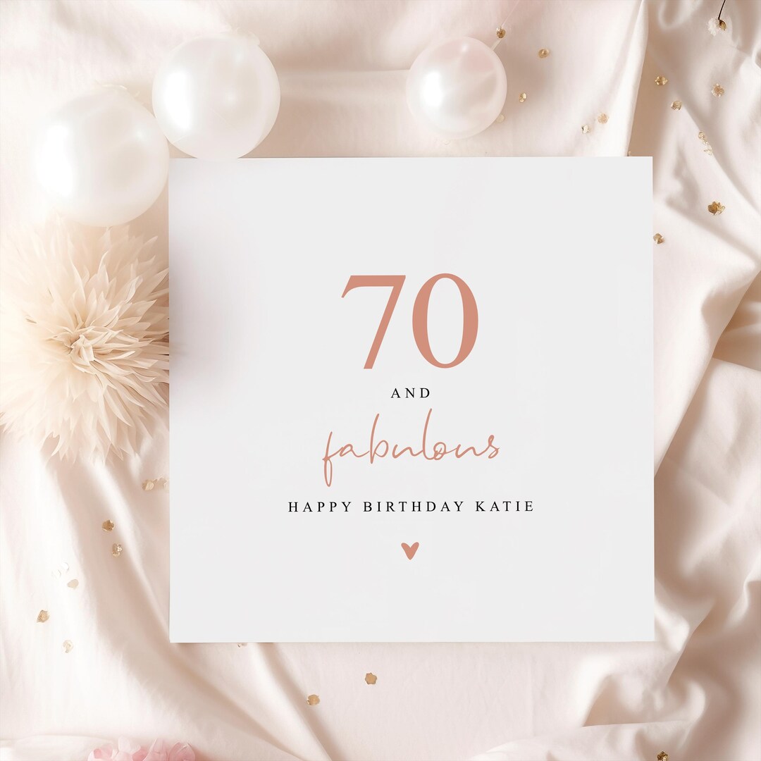 Personalised 70th Birthday Card | 70 and Fabulous Birthday Card for Her ...