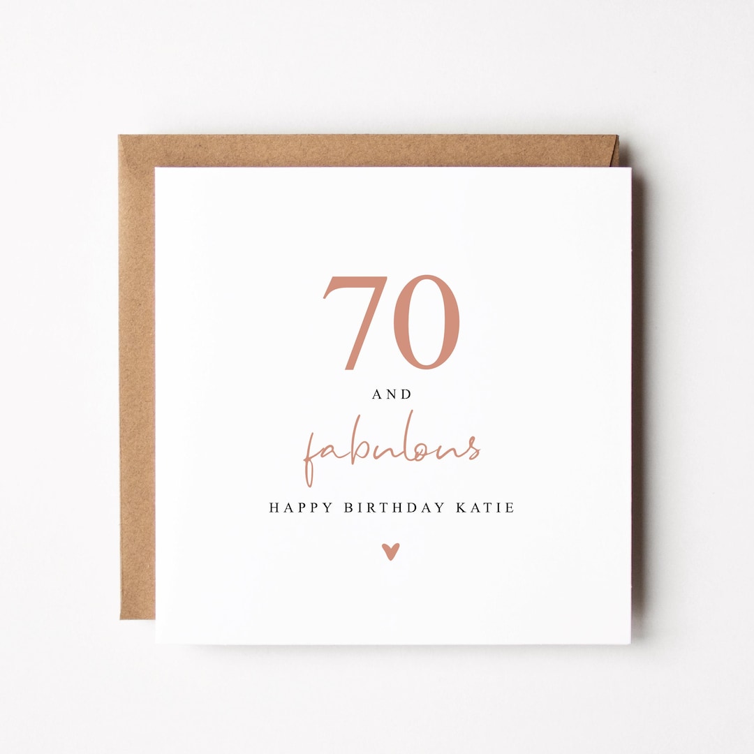Personalised 70th Birthday Card 70 and Fabulous Birthday Card for Her ...