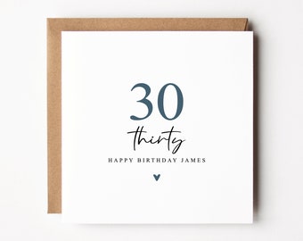 Personalised 30th Birthday Card For Him | 30th Birthday Card For Son | Grandson |Thirtieth Birthday Card | Happy Thirtieth Birthday Card |