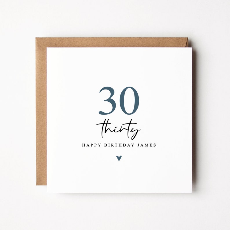 Personalised 30th Birthday Card For Him 30th Birthday Card For Son Grandson Thirtieth Birthday Card Happy Thirtieth Birthday Card image 1