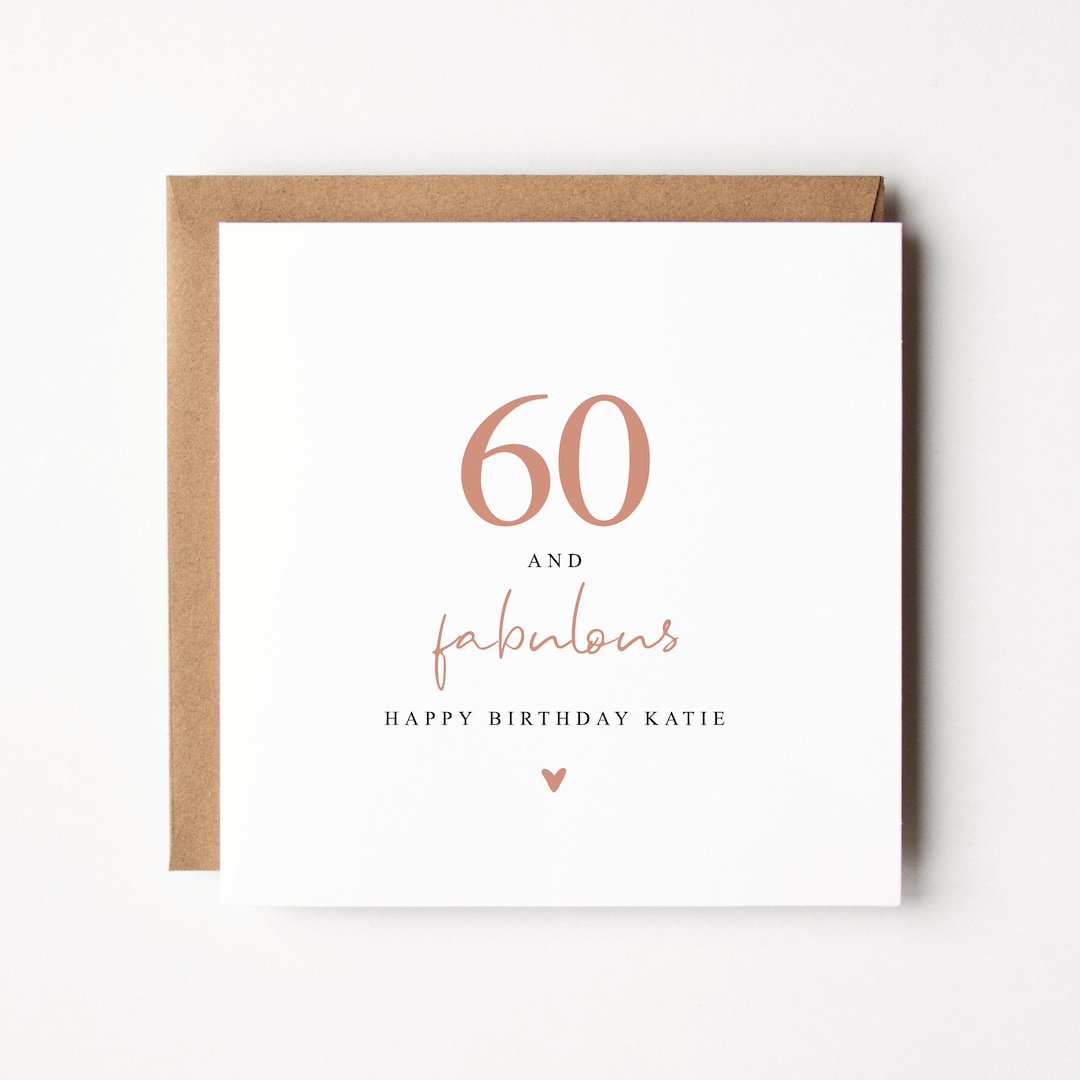 Personalised 60th Birthday Card 60 and Fabulous Birthday Card for Her ...
